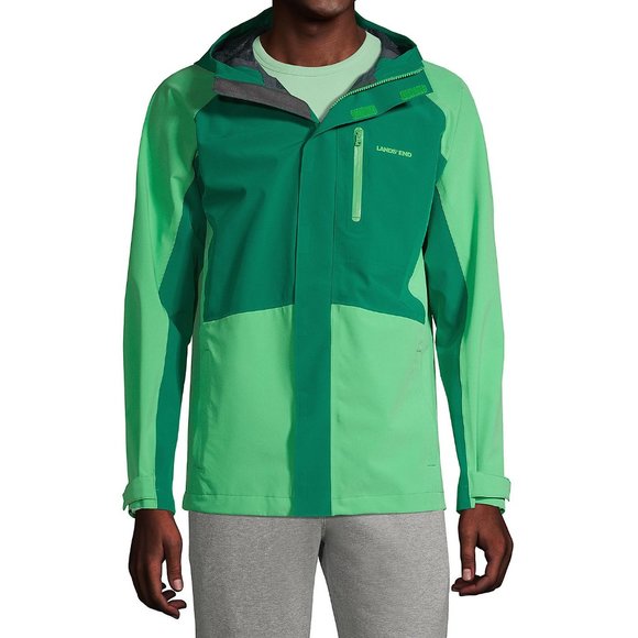 Land's Mens Waterproof Packable Rain Jacket Green Rain coat windbreaker size L - Picture 1 of 11